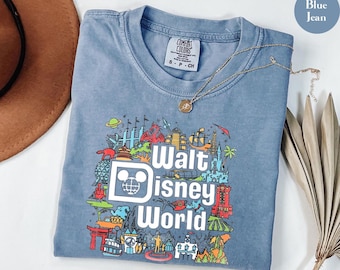 Camiseta retro de colores cómodos de Walt Disneyworld, camiseta vintage de Disneyworld, camiseta de Mickey y sus amigos, camiseta retro de Disney, viaje a Disney 2025
