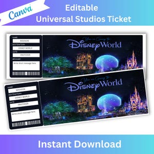 Überraschung Disneyworld Ticket, Disneyland Reiseticket, Überraschungsticket, Freizeitpark-Eintritt, druckbares Disney-Eintrittskarten, Geburtstagsgeschenk