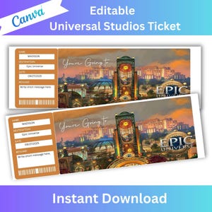 Surprise Universal Studios Ticket, Epic Universe Ticket, Surprise Editable Ticket, Theme Park Ticket, Printable Universal Ticket