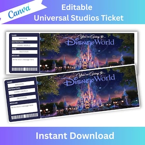 Überraschung Disneyworld Ticket, Disneyland Reiseticket, Überraschungsticket, Freizeitpark-Eintritt, druckbares Disney-Eintrittskarten, Geburtstagsgeschenk