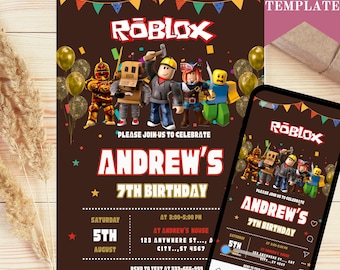 Roblox Geburtstagseinladungsvorlage: Bearbeitbare Spielparty einladen (Digitaler Download, Canva-Vorlage)
