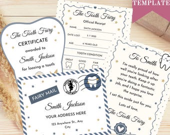 Editable Mini Tooth Fairy Letter, Fairy Letter, Fairy Receipt, Tooth Fairy Certificate, Tooth Fairy Envelope Template