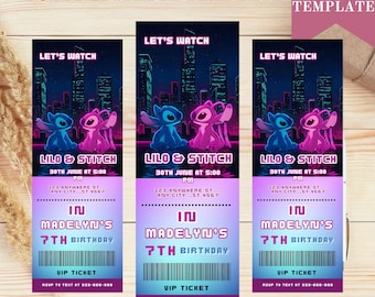 Stitch Ticket Invitation, Lilo & Stitch Birthday Invite, Lilo and Stitch Digital Printable Tickets Invite, Printable Ticket