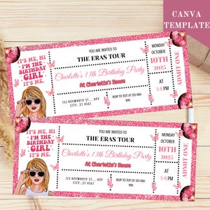 Eras Ticket Invite, Surprise Music Ticket Stub, Birthday Invite, Eras Concert Keepsake Memorabilia Bday Gift, Instant Download Eras Party