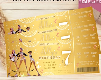 K-Pop Birthday Invitation, Concert Ticket, Editable Canva Template (Digital Download)