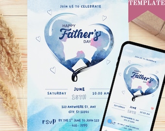 Father's Day Brunch Invitation Template: Editable Canva Design (Digital Download 5x7" & Mobile 1080x1920px )