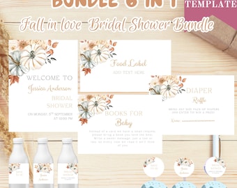 Fall Pumpkin Bridal Shower Bundle: Editable Template (Digital Download)