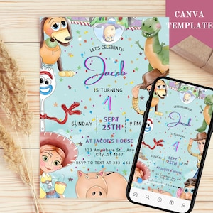 Toy Story Birthday Invitation Editable, Toy Story Birthday Invitation, Digital Birthday Invitation, Kids Birthday Invites, Editable Canva