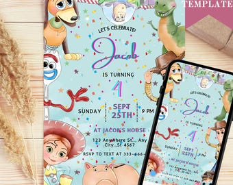 Toy Story Birthday Invitation: Editable Kids Party Invites (Canva)