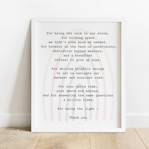 Merci d'être la lumière - impression d'art 8 x 10 (sans cadre) | Appréciation d'une infirmière, Infirmière de l'USIN, Infirmière en oncologie, Remerciement du médecin, Personnel hospitalier
