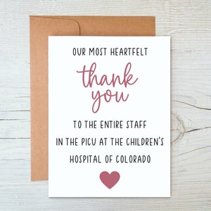 Personalized Hospital Staff Appreciation Card | Nurse Appreciation, Medical Team, NICU Thank You, PICU Card, Healthcare Workers