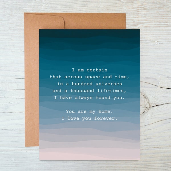 You Are My Home | Anniversary Card, Love Note, Husband, Wife, Romantic Card, Valentine's Day, Love Note, Thinking Of You