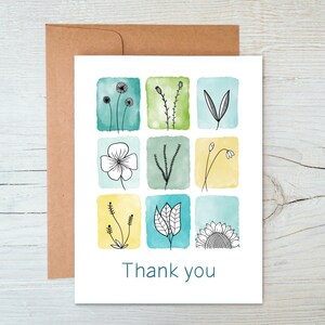 Watercolor Doodle Thank You Card - Multiple Color Options | Teacher Appreciation, Nurse Appreciation, Staff Appreciation, Thank You Card