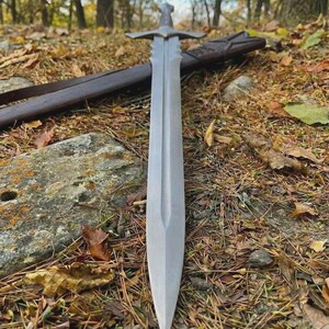 Handmade Medieval Longsword [ Leather Scabbard] – Viking Knight Sword Replica Wall Art Display Collectible Prop image 5