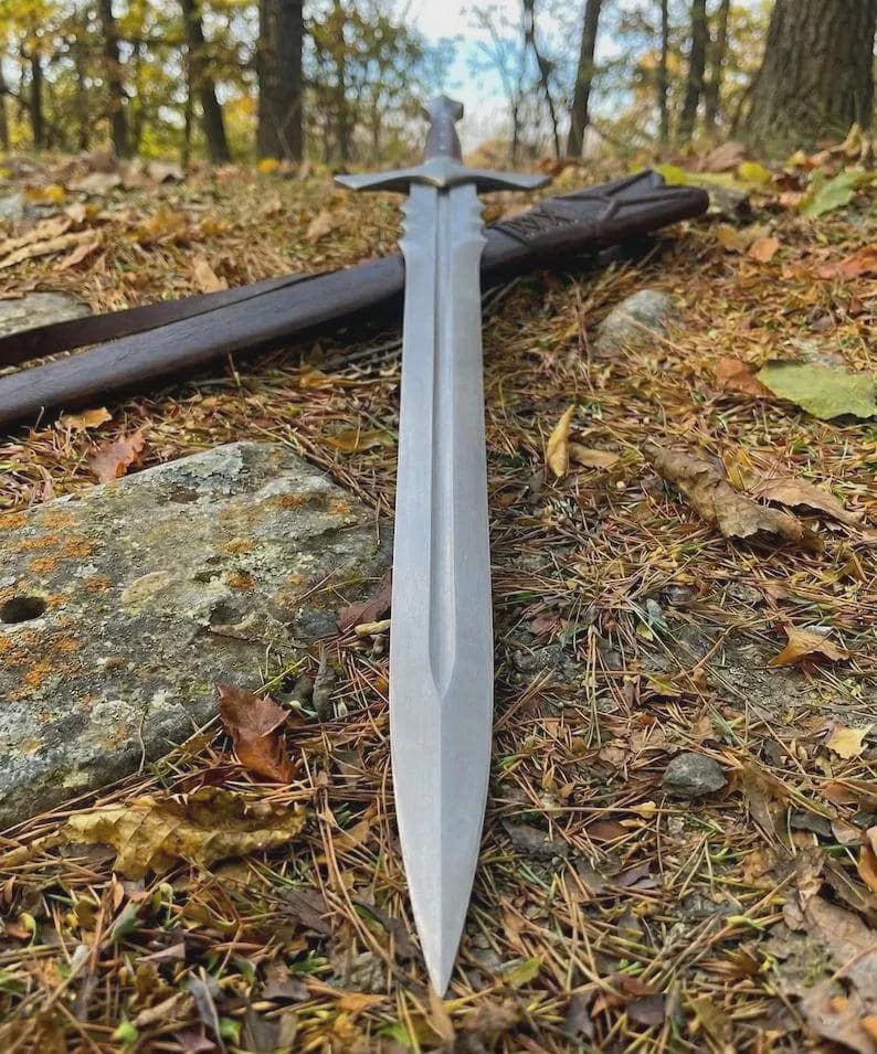 Handmade Medieval Longsword [ Leather Scabbard] – Viking Knight Sword Replica Wall Art Display Collectible Prop image 5