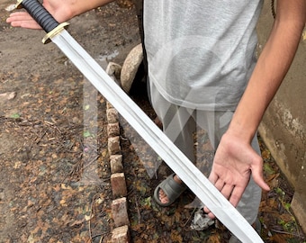 Handgefertigtes Wikingerschwert aus D2-Stahl: 36" Lederscheide