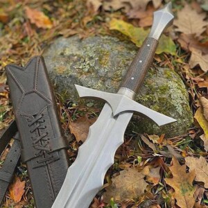 Handmade Medieval Longsword [ Leather Scabbard] – Viking Knight Sword Replica Wall Art Display Collectible Prop image 2