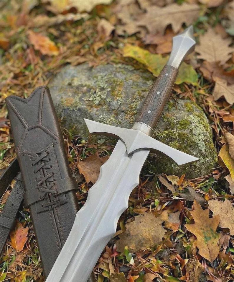 Handmade Medieval Longsword [ Leather Scabbard] – Viking Knight Sword Replica Wall Art Display Collectible Prop image 2