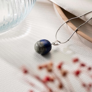 Dainty Natural Sodalite Necklace, Sapphire Blue Gemstone Pendant, Minimalist Choker