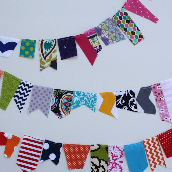 Fabric Scrap Bunting - Great Party Decoration - SIX yards of continuous fabric bunting - use over and over