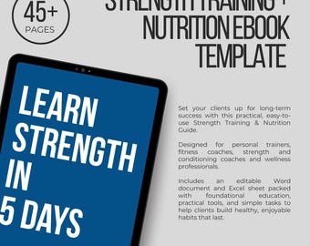 Plantilla de libro electrónico sobre nutrición para entrenamiento de fuerza / Plan de alimentación y entrenamiento personalizable