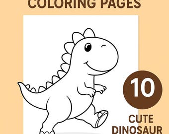 Kawaii Dinosaurs Coloring Pages | 10 Cute Dinosaur Coloring Sheets for Kids | Printable Coloring Book | Baby Dino PDF | Instant Download