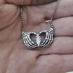 Hands & Bolt Sterling Silver Pendant with Attached Sterling Silver Chain