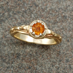 White and yellow gold antique style ring set with citrine. image 1