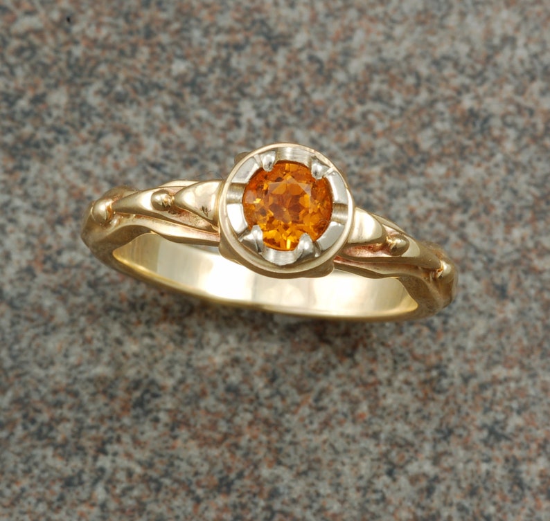 White and yellow gold antique style ring set with citrine. image 1