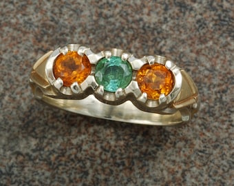 White and yellow gold ring set with citrine and tourmailne.