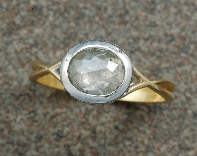 Rose cut diamond | ring | 18 karat gold | 14 karat white gold | unique