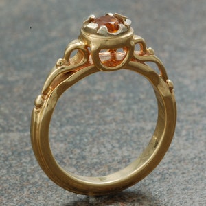 White and yellow gold antique style ring set with citrine. image 3