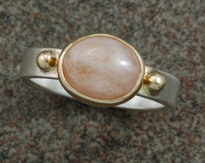 Morganite | peach color | unique | stacking | 14 karat yellow gold | sterling silver