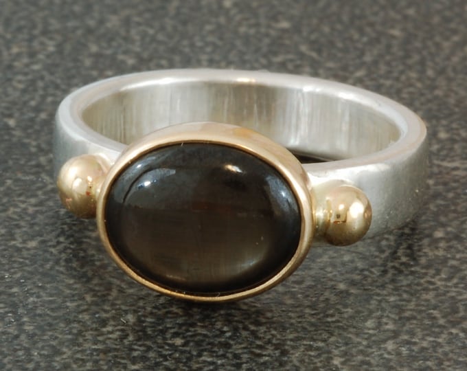 Black Star Sapphire | natural stone | Ring| sterling silver | 14 karat gold | Unique | Stacking