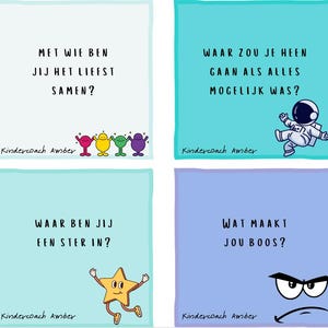 Digitale gesprekskaartjes voor kinderen | Printable kaartjes voor coaching, emoties & gesprekken | ouders, leerkrachten, kindercoaches