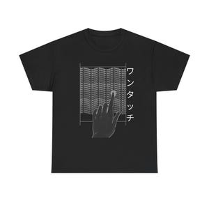 Camiseta unisex de algodón grueso inspirada en anime, camiseta negra retro, camiseta con gráficos de manga, camiseta de estilo japonés, ropa de regalo otaku