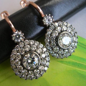 CHARLOTTE earrings antique diamond inspired  sparkly zirconia rose gold