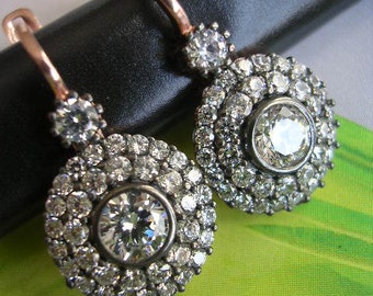 CHARLOTTE earrings antique diamond inspired  sparkly zirconia rose gold