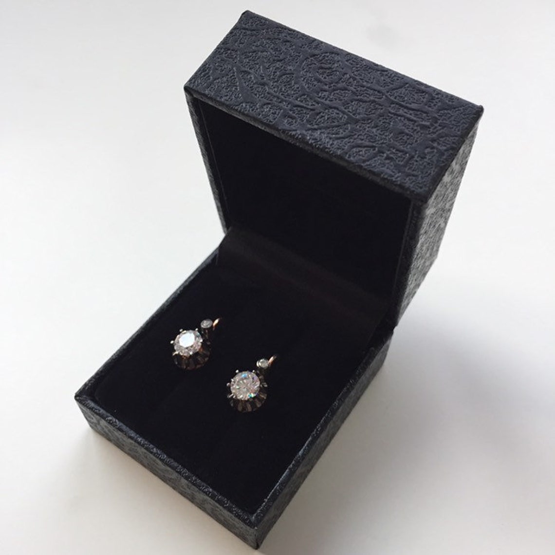 Stud Earring Rose Gold Antique Mid Century Antique Diamond Etsy