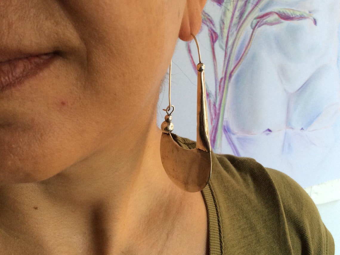 SPADE Earring large Simple Artisan Ancient Antique Tribal Etsy