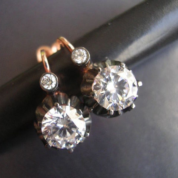 AUDREY stud earrings  rose gold antique mid century  diamond  inspired sterling