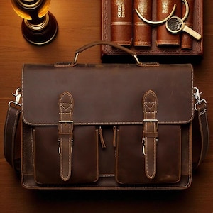 Vollnarben Vintage Leder Aktentasche Messenger Geschenktasche Leder Laptoptasche Schultasche Crossbody Schultertasche Personalisierte Leder Arbeitstasche