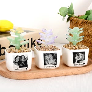Personalized Bestie Photo Glass Flower Pot, Photo Gifts for Best Friend, Birthday Gifts For Bestie, Bridesmaid Proposal,Wedding Gift for MOH