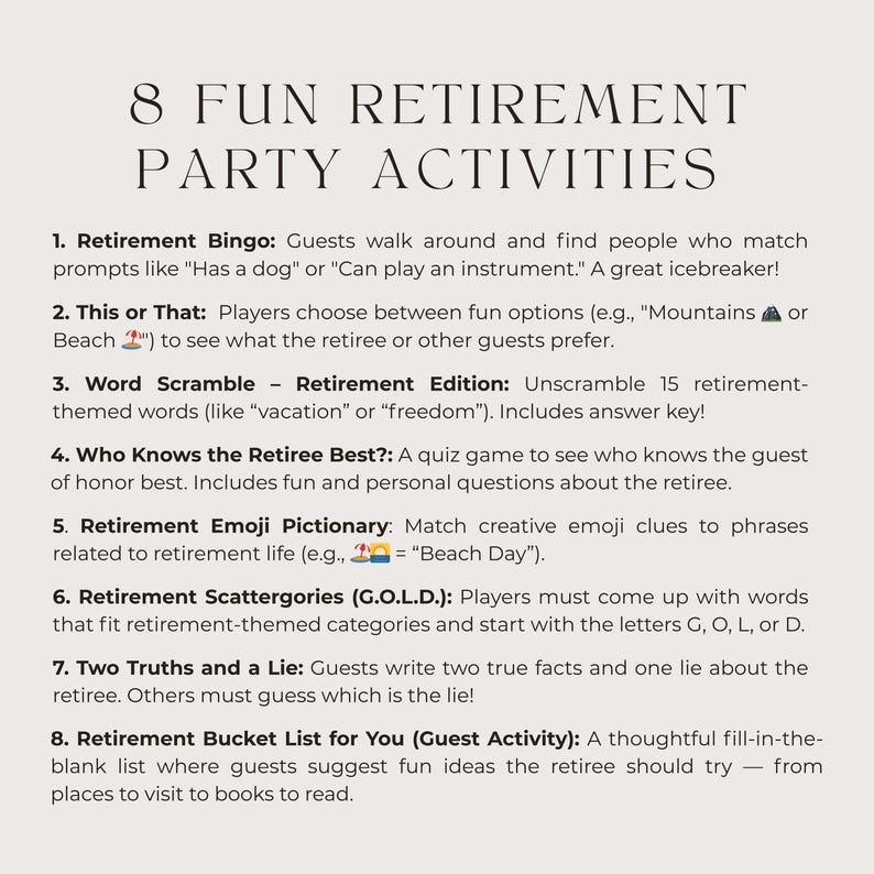 Printable Retirement Fun Guide.pdf Retirement Party Game Bundle: Printable Icebreakers & Bingo (PDF ...