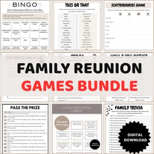 Family Reunion Games Bundle: 9 Printable Party Games (PDF Download)