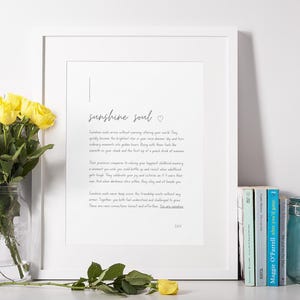 Sunshine Soul / Stampa artistica da parete scritta a mano / Regalo di amicizia sincera