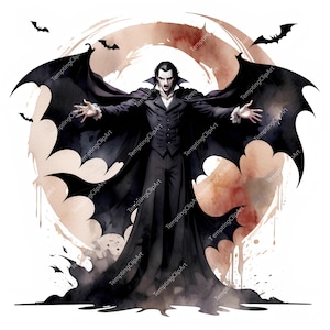 13 Vampire Clipart | Elegant Dracula, Halloween Printable Watercolor clipart, High Quality JPGs, Digital download, Paper craft, junk journal