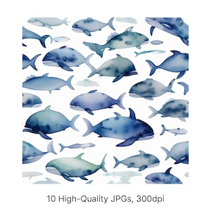 10 aquarel oceaan kalme clipart | High-res JPG kustlandschap, rustige strandkunst, serene oceaanscène voor sublimatie en decor