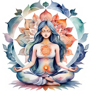10 Watercolor Meditating Figure Clipart | Mandala-Backed Zen Poses in Gentle Spiritual Style | Calm Mindful Art | High-Quality JPG Download