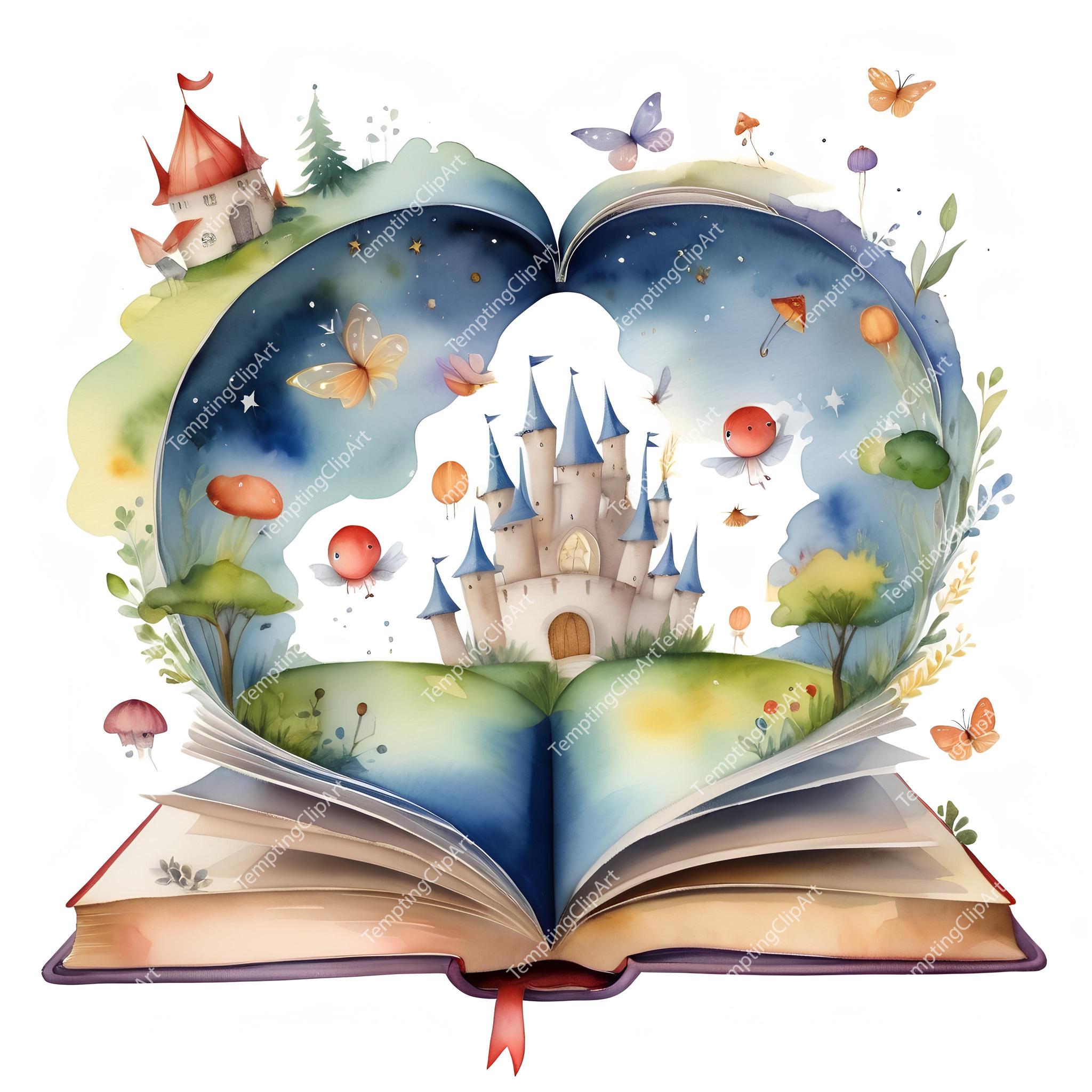 Watercolor Fairytale Book Clipart | Fantasy Castles (digital Download ...